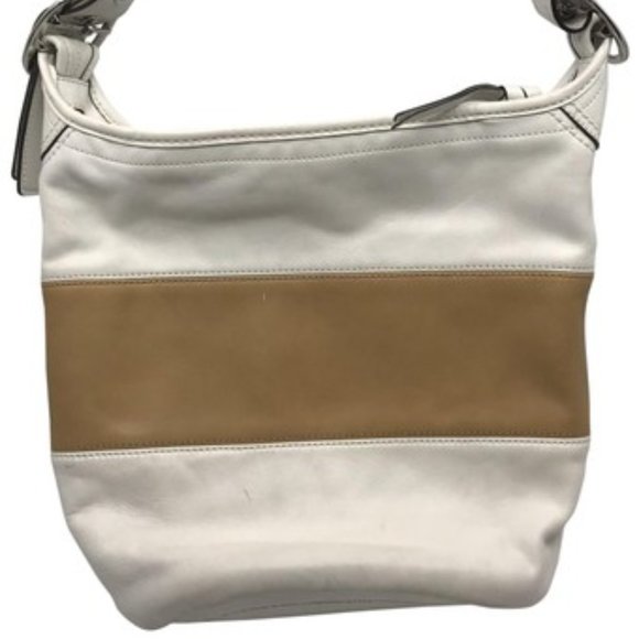 Coach Handbags - COACH White Tan Medium Leather shoulder bag